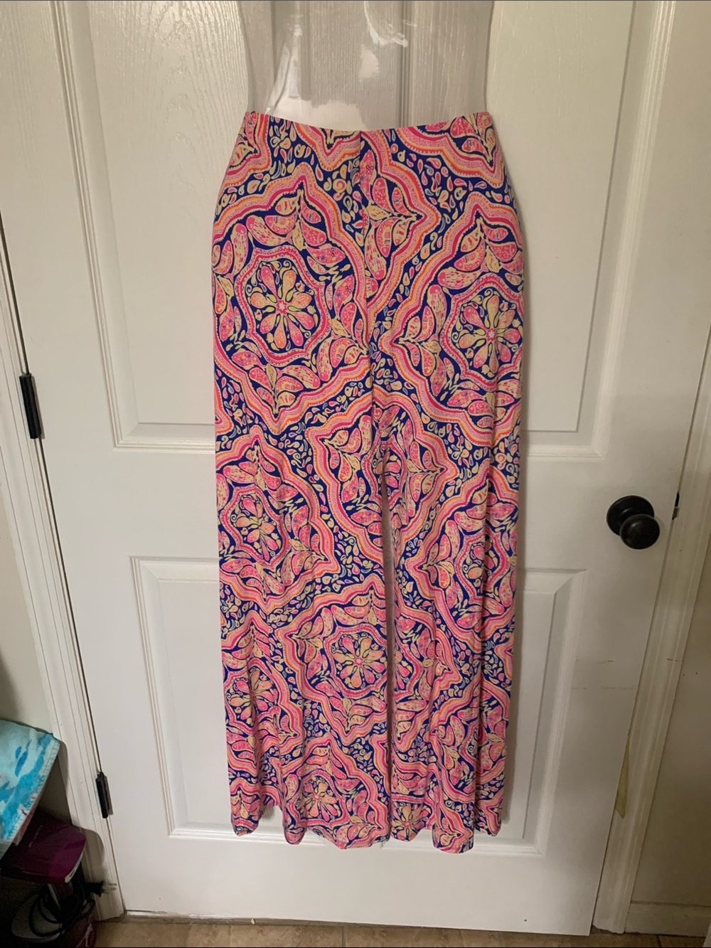 Lilly Pulitzer Pink & Navy Medallion Print Maxi Skirt